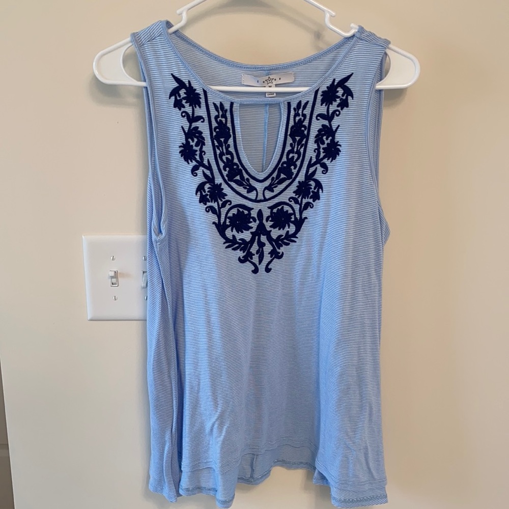 Striped Embroidered Tank